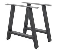 ECD Germany Set 2 Pieds de Table - 70 x 72 cm - Forme A - Gris foncé - en Acier Revêtu de Poudre - Pied de Meuble Banc