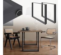 ECD Germany Set 2 Pieds de Table - 70 x 72 cm - Rectangulaire - Anthracite - en Acier Revêtu de Poudre - Pied de Meuble Banc - Support Profil Carré - Design Industriel - pour Table à Manger Bureau
