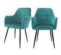 ECD Germany Set 2x Chaises de Salle à Manger Pétrole, Style Moderne/Retro, Dossier et