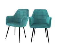 ECD Germany Set 2x Chaises de Salle à Manger Pétrole, Style Moderne/Retro, Dossier et