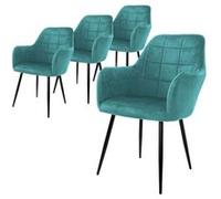 ECD Germany Set 4x Chaises de Salle à Manger Pétrole, Style Moderne/Retro, Dossier et Türkis, Schwarz G