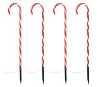 ECD Germany Set 5x Cannes de Bonbon Marqueurs de Chemin, 45x700 cm, 50 LEDs, Blanc Chaud, Rouge