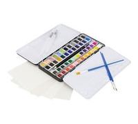 ECD Germany Set d'Aquarelle 48 Couleurs dans une Boîte Portable, 3 Pinceaux, 1 Crayon 2B, G