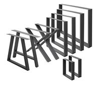ECD Germany Set de 2 Pieds de Table - 70 x 72 cm - Anthracite - en Acier - Pied de Meuble Banc - Support Profil Carré - en Métal - Design Industriel - Piètement pour Table à Manger Bureau