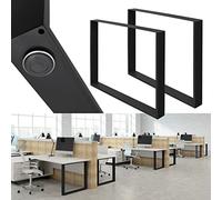 ECD Germany Set de 2 Pieds de Table - 80 x 72 cm - Rectangulaire - Noir - Acier Revêtu de Poudre - Pied de Meuble Piètement Banc - Support Profil Carré - Design Industriel - pour Table à Manger Bureau