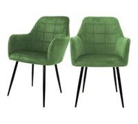 ECD Germany Set de 2x Chaises de Salle à Manger Vert Clair (Sauge), Style Moderne/Retro, Grün G