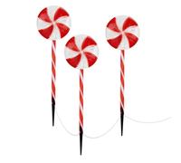 ECD Germany Set de 3 LED Lollipop Decoration de Noël 60 LED 3m 8 Modes, Minuterie, Fonctionne sur Piles, Sucette Guirlande