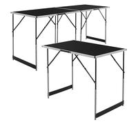 ECD Germany Set de 3 Tables à Tapisser 100x60 cm, Pliable, Noir, Réglable en Hauteur, Table Multifonctions en Aluminium, Table de Travail Camping Multi-Usages, jusqu'à 30 kg, 4 Connecteurs Inclus