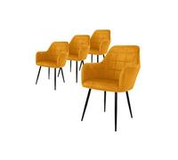 ECD Germany Set de 4x Chaises de Salle à Manger Moutarde, Style Moderne/Retro, Dossier et Senfgelb G
