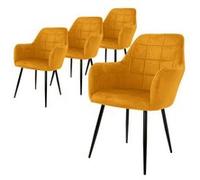 ECD Germany Set de 4x Chaises de Salle à Manger Moutarde, Style Moderne/Retro, Dossier et Senfgelb G