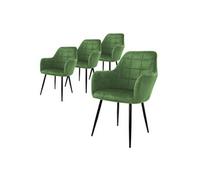 ECD Germany - Set de 4 chaises de salle à manger - Vert clair (Sauge) - Style moderne/rétro