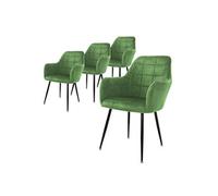 ECD Germany Set de 4x Chaises de Salle à Manger Vert Clair (Sauge), Style Moderne/Retro,