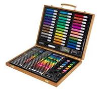 ECD Germany Set de Dessin 150 Pièces avec Coffret en Bois, Mallette Peinture d'Enfants, Set d'Art avec Peinture Acrylique Crayons de Couleur Crayons de Cire Aquarelle Accessoires, Débutants/Artistes B