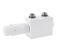 ECD Germany Set vanne thermostatique multiblock blanc universel angulaire traversant thermostat pour radiateur de salle de bain raccord central bloc de robinets et soupape garniture chauffage central 