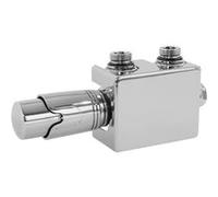 ECD Germany Set vanne thermostatique multiblock chrome universel angulaire traversant thermostat pour radiateur de salle de bain raccord central bloc de robinets et soupape garniture chauffage central