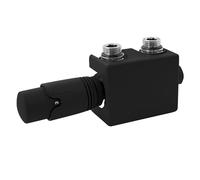 ECD Germany Set Vanne Thermostatique Multiblock Noir Universel Angulaire et Traversant, Thermostat pour Radiateur de Salle de Bain à Raccord Central, Bloc de Robinets et Soupape de Chauffage Inclus