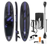 ECD Germany Stand Up Paddle Board Gonflable avec Siège de Kayak | 305x78x15 cm | jusqu'à 120 kg | PVC | Noir | Pompe à Air Pagaie