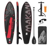 Stand Up Paddle Board Gonflable Makani 320 x 82 x 15 cm jusqu'à 120 kg PVC Noir-Rouge Pompe à Air Pagaie Sac de Transport Accessoires Planche de Surf