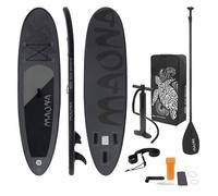 ECD Germany Stand Up Paddle Board Gonflable Maona | 308 x 76 x 10 cm | jusqu'à 120 kg | PVC | Noir | Pompe à Air Pagaie Sac