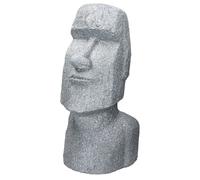 ECD Germany Statue Décorative Île de Pâques Rapa NUI Moai Tête 56 cm Haut Figure Résine Pierre Moulée Gris Ornament Jardin