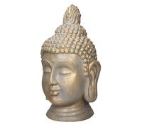 Statue Tête de Bouddha 74,5 cm, en Polyrésine, Aspect Bronze, Décoration pour