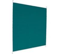 ECD Germany Store Plissé Klemmfix 100x100 cm, Bleu Pétrole, Sans Perçage, Montage sur le Petrol G