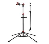 ECD Germany Support de Réparation de Vélo E-Bike, en Acier, Orientable 360°, Réglable en Hauteur 105-185 cm, Charge 50 kg, Pied d’Atelier, Base Tripode à 4 Pieds, Plateau d'Outils Magnétique