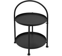 Table d'Appoint Ronde Ø 33 x 45 cm, en Métal Noir Mat, Pliable, Industrielle,