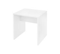ECD Germany Tabouret de coiffeuse 40x36x41 cm blanc en bois revêtement en simili petit siege banquette tabouret pour table de maquillage banc de