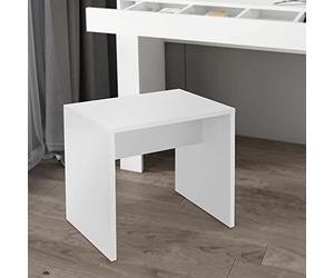 ECD Germany Tabouret de Coiffeuse, Blanc, 40x36x41cm, Design Élégant, Grand Confort Siege d'Assise, Banquette en Bois, Revêtement en Simili, Tabouret Maquillage, Banc de Maquillage Moderne, Robuste