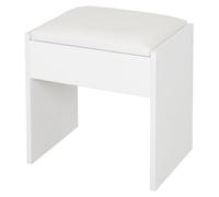 ECD Germany Tabouret de Coiffeuse, Blanc, 40x43x29,5 cm, Design Élégant, Grand Confort Siege d'Assise, Banquette en Bois, Coussin Rembourré, Revêtement en Simili, Tabouret Maquillage, Banc Moderne