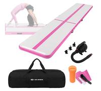 ECD Germany Tapis Airtrack 3m/4m/5m, Rose ou Vert Menthe, Épaisseur 10cm, Piste de Gymnastique Gonflable, Tumbling, Yoga, Pilates, Fitness, avec Pompe Électrique et Sac de Transport, Équipement Sport