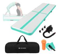 ECD Germany Tapis Airtrack 3m/4m/5m, Rose ou Vert Menthe, Épaisseur 10cm, Piste de Gymnastique Gonflable, Tumbling, Yoga, Pilates, Fitness, avec Pompe Électrique et Sac de Transport, Équipement Sport