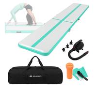 ECD Germany Tapis Airtrack 5m, Vert Menthe, 10 cm d'Épaisseur, Piste de Gymnastique Gonflable pour Tumbling, Yoga, Pilates et Fitness, avec Pompe Électrique et Sac de Transport, Équipement de Sport