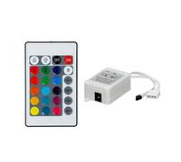 ECD Germany Télécommande IR RGB DC12V 24 Touches avec Contrôleur pour 3528/5050 RGB LED Strip Light, 16 Couleurs, Fonction de changement de couleur RGB - 4 Programmes, Luminosité Réglable