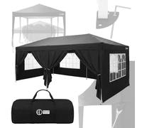 ECD Germany Tonnelle de Jardin Pliante 3x6 m Imperméable, Barnum Pliant Pop up avec 6 Parois Amovibles, Protection UV 50+, Sac de Transport, Tente de Réception Pavillon Gazebo pour Patio Camping, Noir