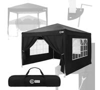 ECD Germany Tonnelle Pliante 3x3, Imperméable, Barnum Pliant Pop-up avec 4 Parois Amovibles Protection UV 50+ Hauteur Réglable Sac de Transport, Tente de Réception, Pavillon de Jardin Fête, Noir