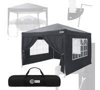 ECD Germany Tonnelle Pliante 3x3, Imperméable, Barnum Pliant Pop-up avec 4 Parois Amovibles Protection UV 50+ Hauteur Réglable Sac de Transport, Tente de Réception, Pavillon de Jardin Fête, Anthracite