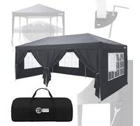 ECD Germany Tonnelle Pliante 3x6 Imperméable, Barnum Pop-up avec 6 Parois Amovibles Sac de Transport, Protection UV 50+, Hauteur Réglable, Tente de Réception Pavillon de Jardin Plage Fête, Anthracite