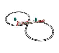 ECD Germany Train de Noël sur Rails, Set 22 Pièces, à Piles (Non Inclus), avec Locomotive, 3 Wagons, Lumière, Son, Mélodie Jingle Bells, Chemin de Fer, Élément Décoratif sous Le Sapin, Jouet Enfants