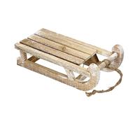 ECD Germany Traîneau de Décoration en Bois avec 25 LEDs, Blanc Chaud, 31,5x14,5x10,5 cm, Marron-Naturel