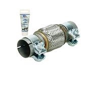 ECD Germany Tuyau Flexible - 50 x 100 mm - pour D' échappement Auto Verrouillage - Acier Inoxydable - avec Deux Pinces - Assemblage sans Soudure - Système du Tube Ondulé - avec Pâte de Montage 60g
