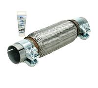 ECD Germany Tuyau Flexible - 50 x 200 m - pour D' échappement Auto Verrouillage - Acier Inoxydable - avec Deux Pinces - Assemblage sans Soudure - Système du Tube Ondulé - avec Pâte de Montage 60g
