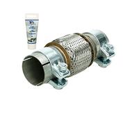 ECD Germany Tuyau Flexible - 60x100 mm - pour D' échappement Auto Verrouillage - Acier Inoxydable - avec Deux Pinces - Assemblage sans Soudure - Système du Tube Ondulé avec Pâte de Montage 60g