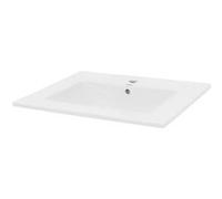 ECD Germany Vasque à Encastrer Lavabo Encastré - 610x465x175 mm - en Céramique - avec Trop-Plein et Trou de Robinet - Raccord Vidange Connexion DIN - Bassin Encastrable - Lave-main Salle de Bain Blanc