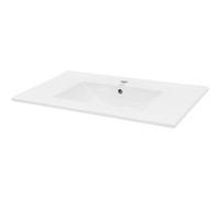 ECD Germany Vasque à Encastrer Lavabo Encastré - 810x465x175 mm - en Céramique - avec Trop-Plein et Trou de Robinet - Raccord Vidange Connexion DIN -