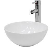 ECD Germany Vasque à Poser Lavabo Salle de Bain - 320 x 320 x 135 mm - en Céramique - Blanc - Lave-Mains Evier Vasque Salle de Bain Toilette -avec