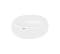 ECD Germany Vasque à Poser Lavabo Salle de Bain - Ø 350 x 120 mm - en Céramique - Rond - Blanc - Vasque Salle de Bain Lave-Mains Evier - Lavabo à