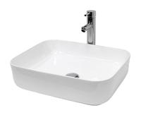 ECD Germany Vasque à poser lavabo salle de bain - 505 x 395 x 135 mm - céramique - blanc - drain avec raccordement standard