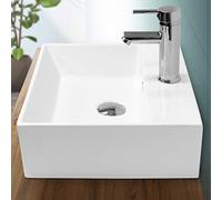ECD Germany Vasque à Poser Lavabo Salle de Bain - en Céramique - Blanc - 415 x 360 x130 mm - Lave-Mains Suspendu Vasque Salle de Bain Toilette - Rectangulaire - sans kit de vidange